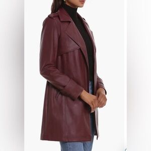 Bagatelle Open Front Faux Leather Trench Coat